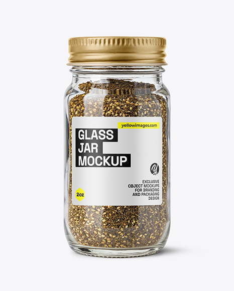 Clear Glass Jar with Za'atar Spice Mockup - Realistic mockups