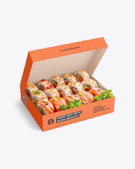 Opened Kraft Paper Box with Sushi Mockup - Rectangle+Box+Mockup+Set+|+Psdblast