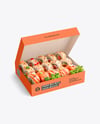 Opened Kraft Paper Box with Sushi Mockup
