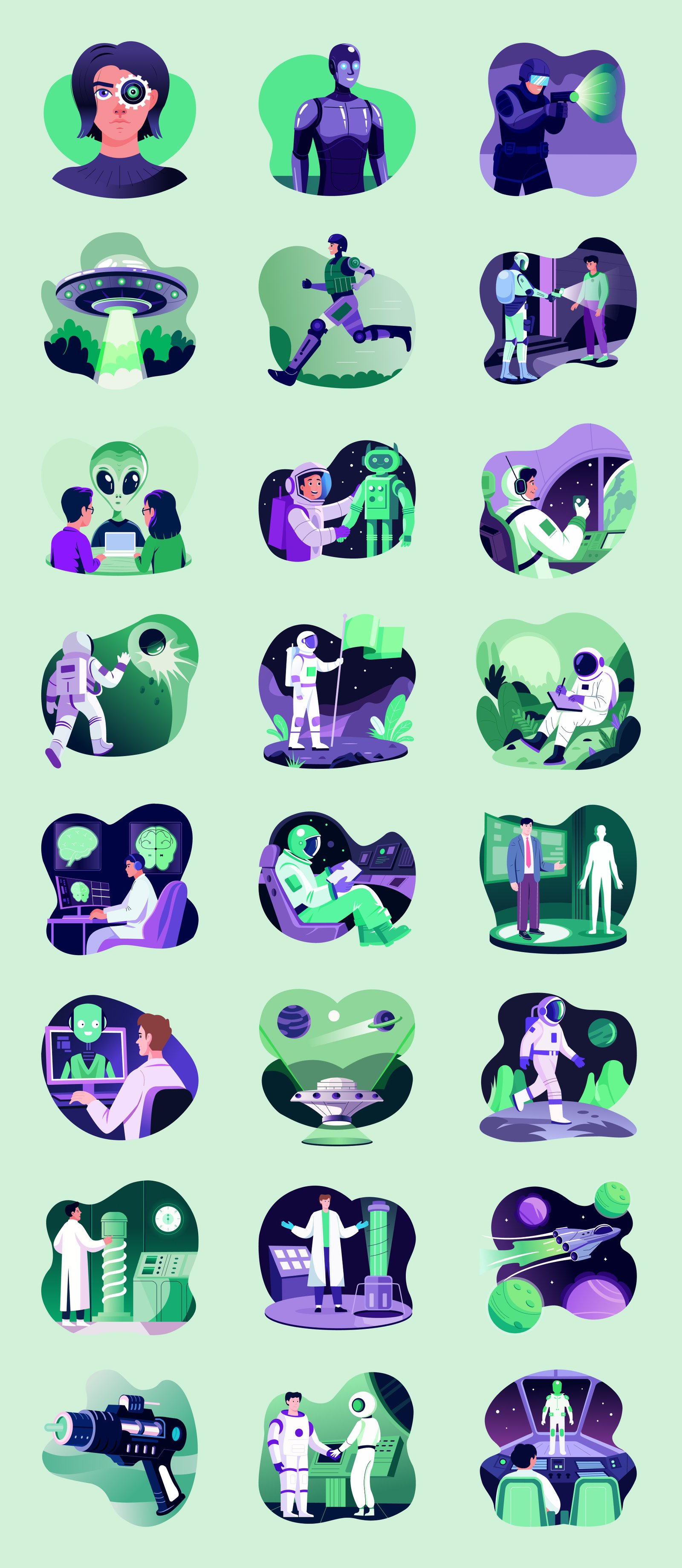 Space and Sci Fi Illustration Set