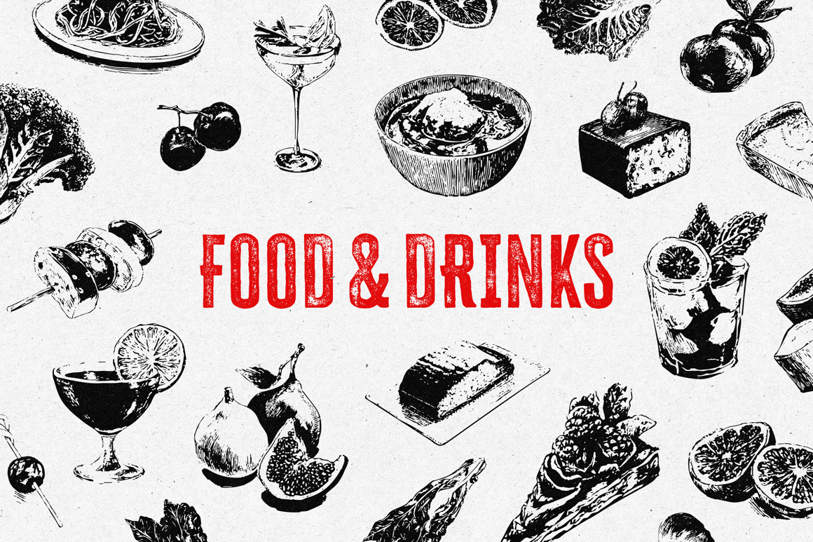 Vintage Food &amp; Drinks Illustrations