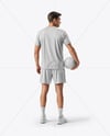 Man Wearing Full Volleyball Kit with Ball Mockup