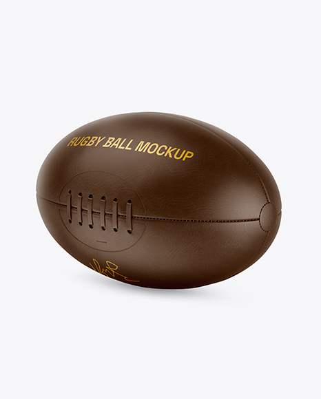 Vintage Leather Rugby Ball Mockup - Vintage+Bass+