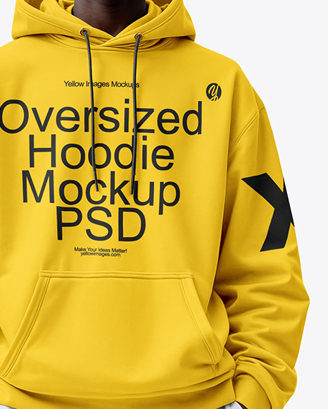 Afro-American Man Wearing Oversize Hoodie and Shorts Mockup