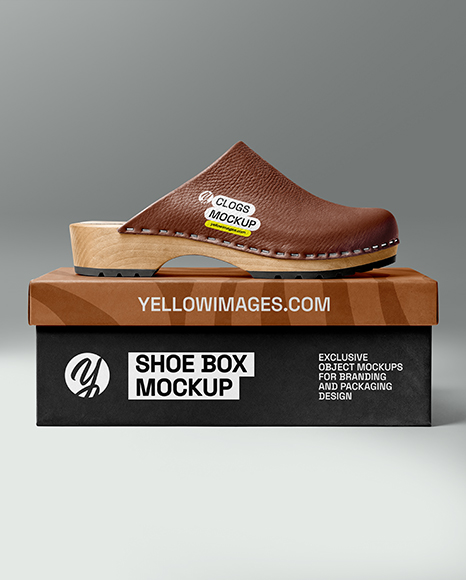 Clog Shoe with Box Mockup