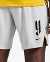 Soccer Player Wearing Polo Collar Jersey and Shorts Mockup