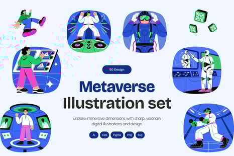 Metaverse Technology Illustration Set