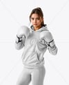 Female UFC Fighter Wearing Hoodie & Leggings Mockup