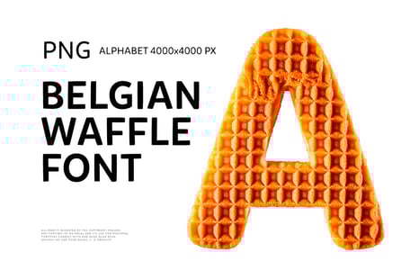 Belgian Waffles Font: Geometric 3D Alphabet PNG - Food font