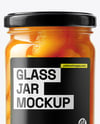 Clear Glass Jar with Canned Peach Mockup