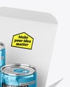 Box W/ Glossy Metallic Cans Mockup