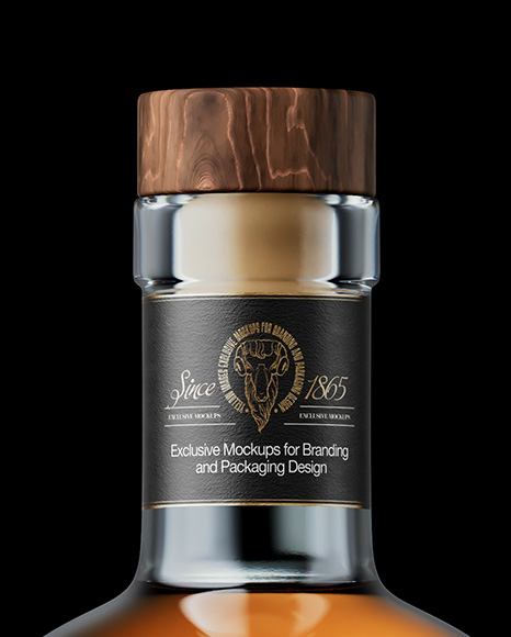 Oslo Whiskey Bottle on Black Background Mockup