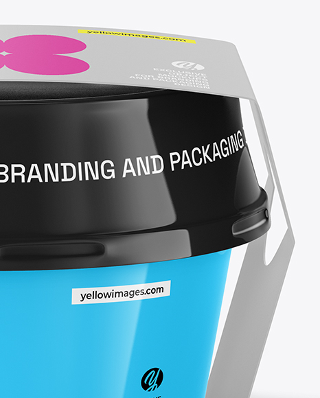 Glossy Plastic Container With Label Mockup