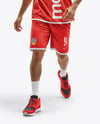 Basketball Player Wearing Sleeveless Shirt and Shorts Mockup