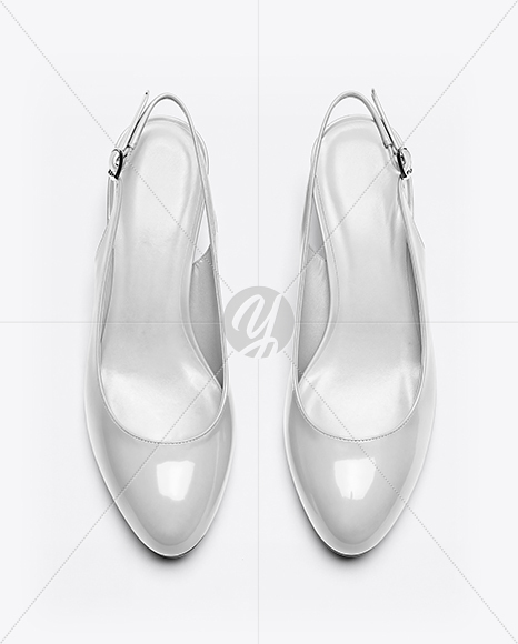 Pair of Glossy Slingbacks Mockup
