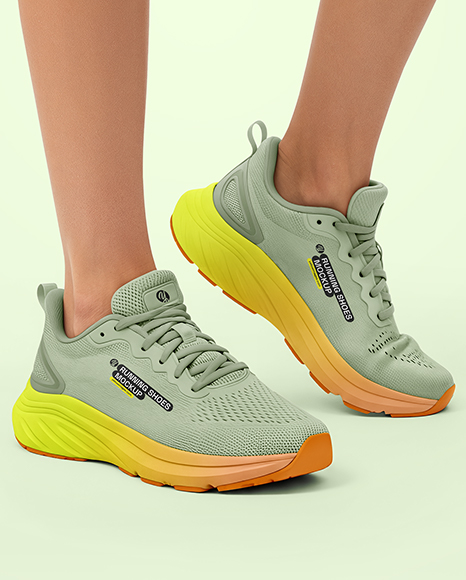 Running Shoes on Women's Legs Mockup