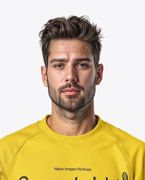 Bearded Man Wearing Raglan Sweatshirt and Jeans Mockup
