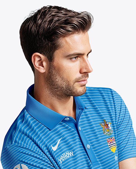 Man Wearing Golf Shirt and Shorts Mockup