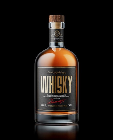Oslo Whiskey Bottle on Black Background Mockup