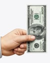 One Banknote in a Hand Mockup