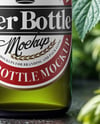 Beer Bottle Surrounded by Hops Branches Mockup