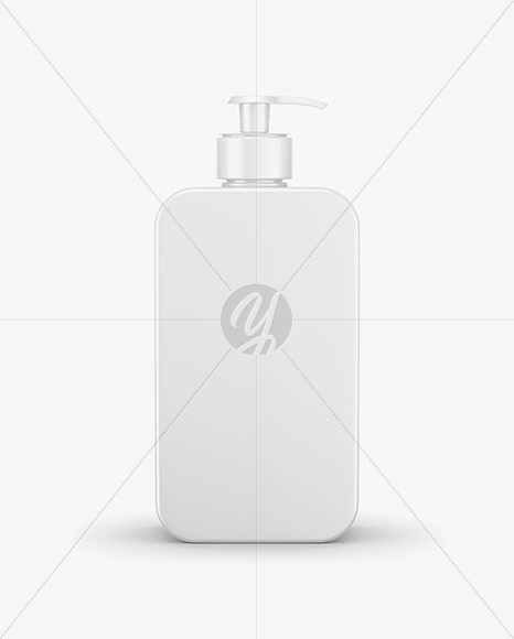 Square Cosmetic Bottle with Pump Mockup
