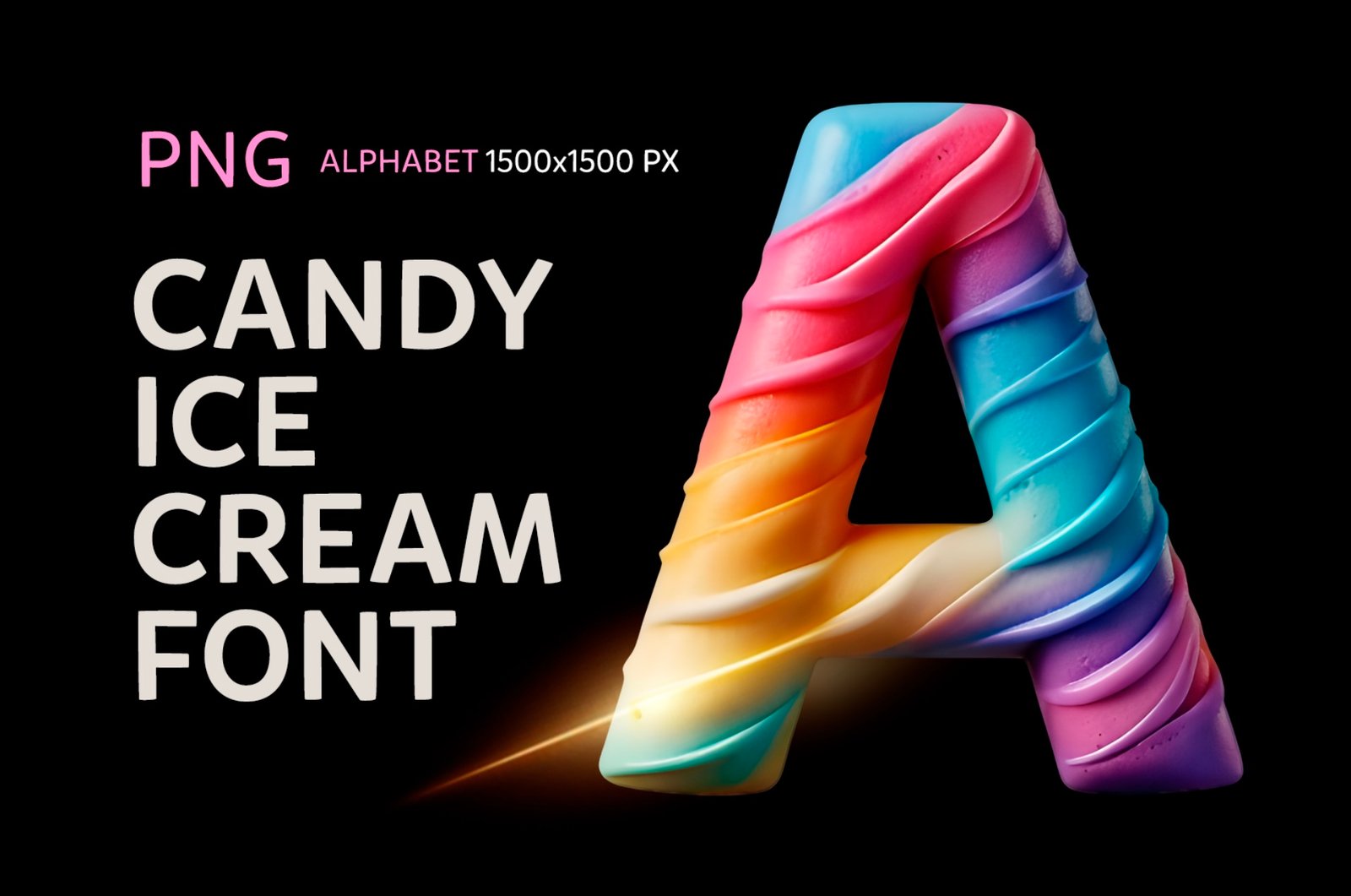 Candy Ice Cream: 3D Multicolor Birthday Sweets Candy Alphabet