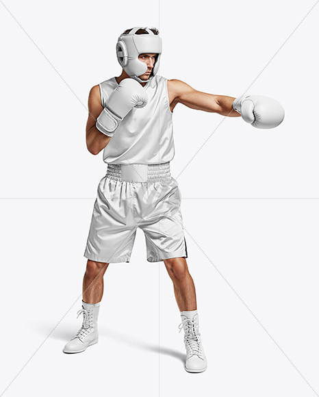 Man Wearing Full Boxing Kit Mockup