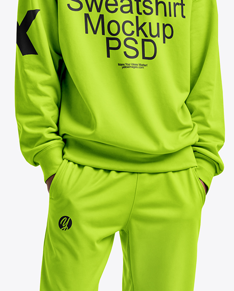 Black Man Wearing an Oversize Sweatshirt and Sweatpants Mockup