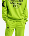 Black Man Wearing an Oversize Sweatshirt and Sweatpants Mockup