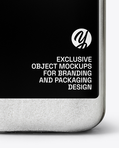 Square Plastic Jar with Fine Sea Salt Mockup