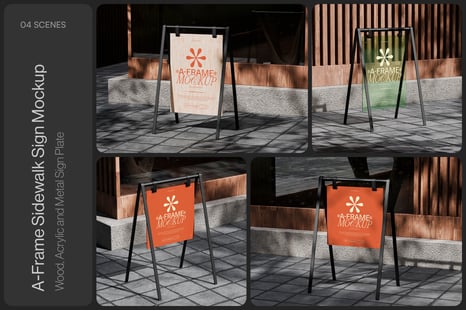 A-Frame Sidewalk Sign Mockup - Outdoor Advertising Mockups