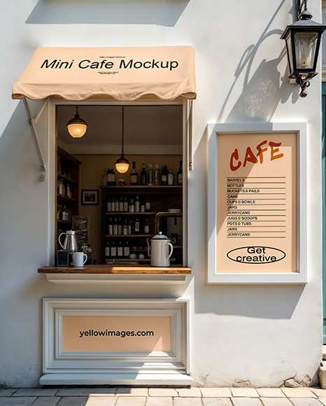 Mini Cafe Mockup - Visual identity mockup