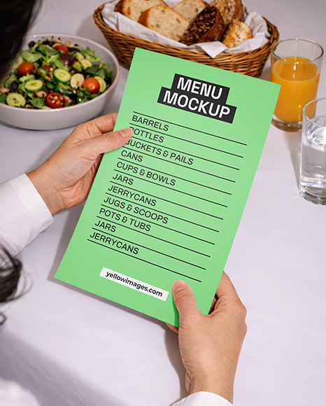 Menu in Hands Mockup