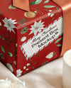 X-mas Gift Box with Bow and Decorations on Background Mockup