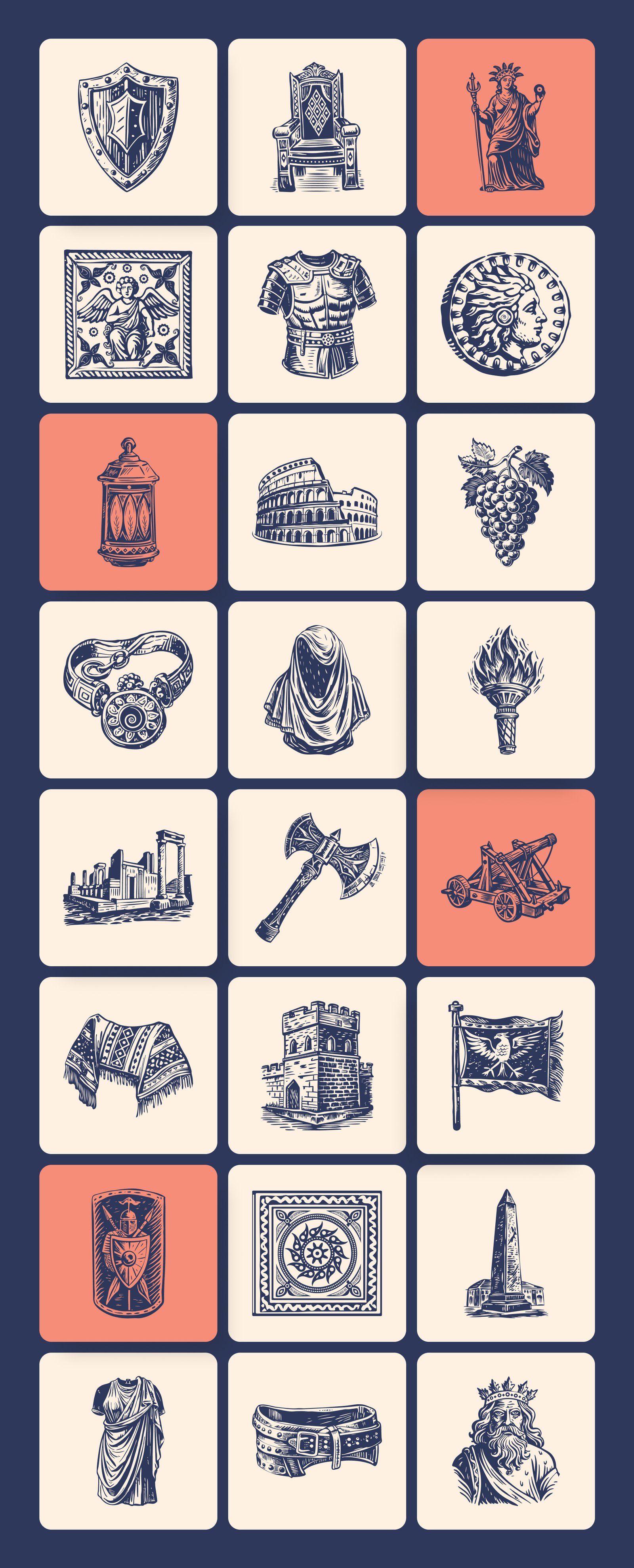 Vintage Roman Icon Set