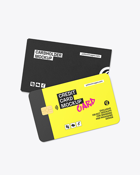 Credit Card w Kraft Cardholder Mockup