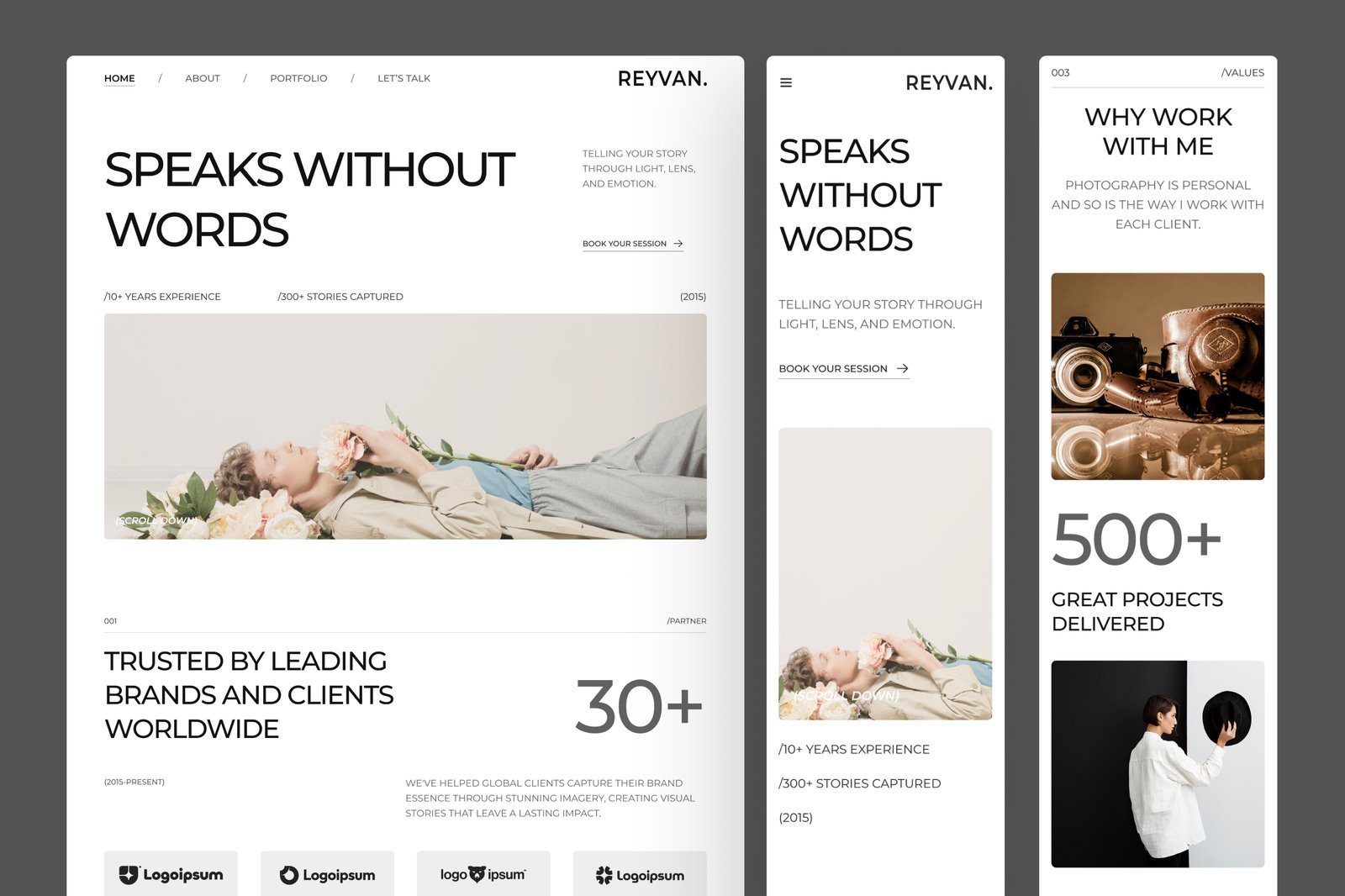 Reyvan - Photography Website UI Figma Template