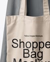 Young Woman with Tote Bag Wearing a Denim Skirt Mockup