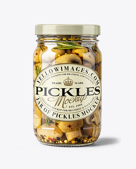 Glass Jar with Sliced ​​Champignons Mockup - Realistic mockups