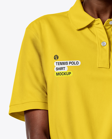 Afro-American Woman Wearing Tennis Polo Shirt and Shorts Mockup