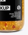 Clear Glass Jar with Hot Pepper Jelly Mockup