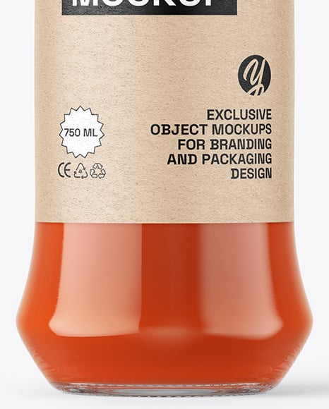 Glass Bottle with Tomato Juice Mockup