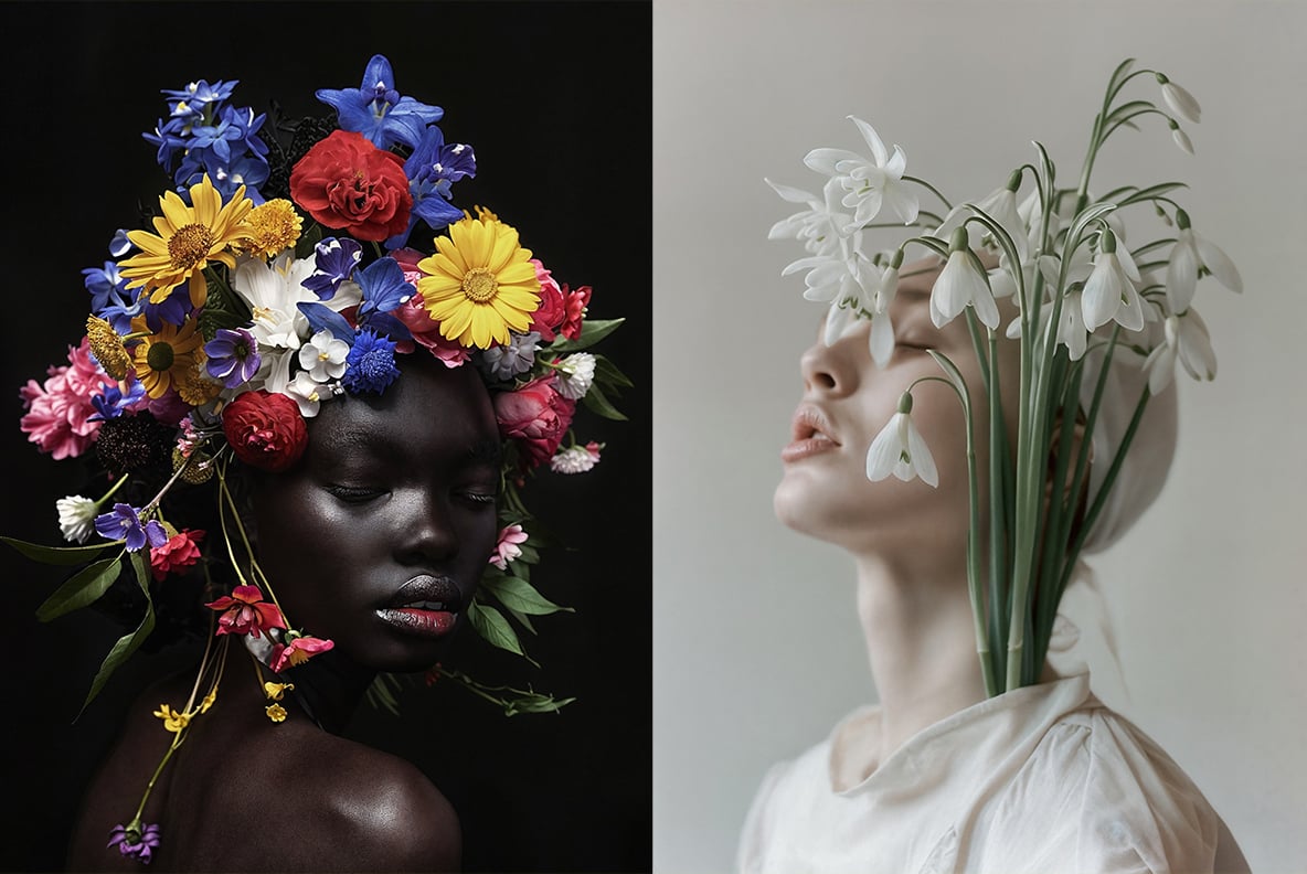Fashion models in flowers