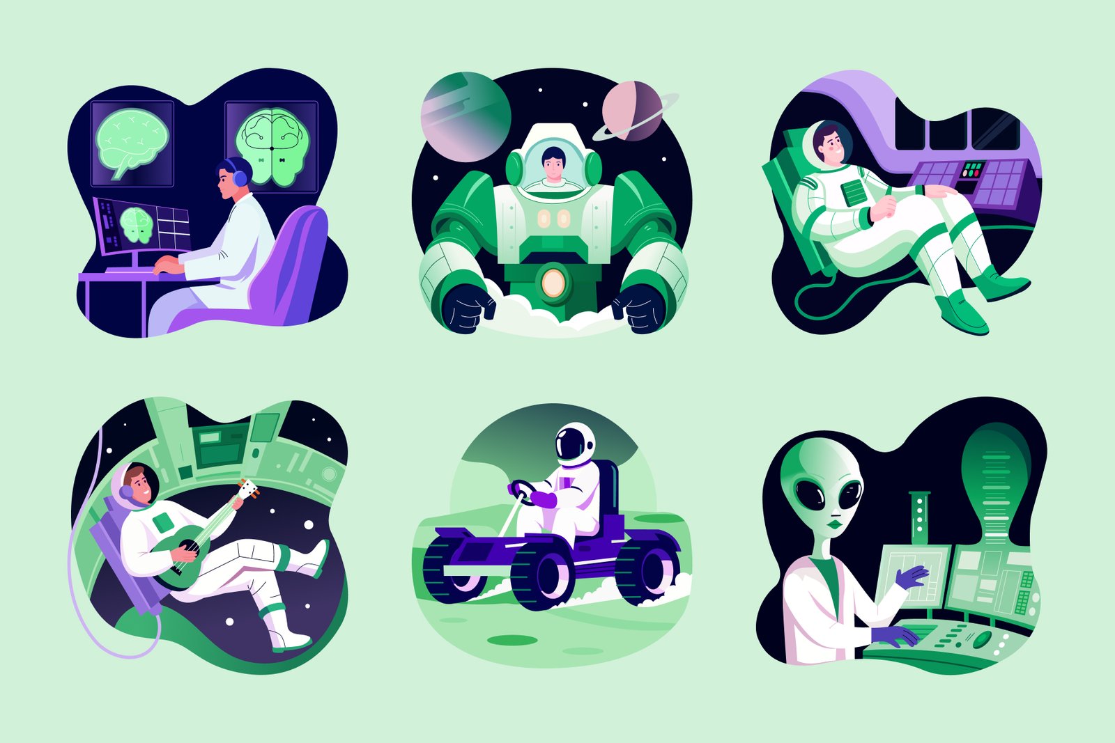 Space and Sci Fi Illustration Set