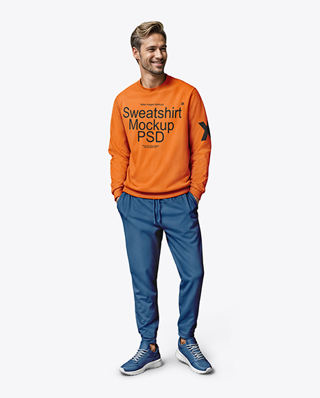 Man Wearing a Sweatshirt and Pants Mockup - Blank sweatshirt mockup