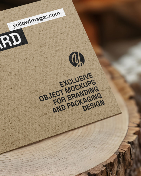 Business Card on Wooden Stump Mockup