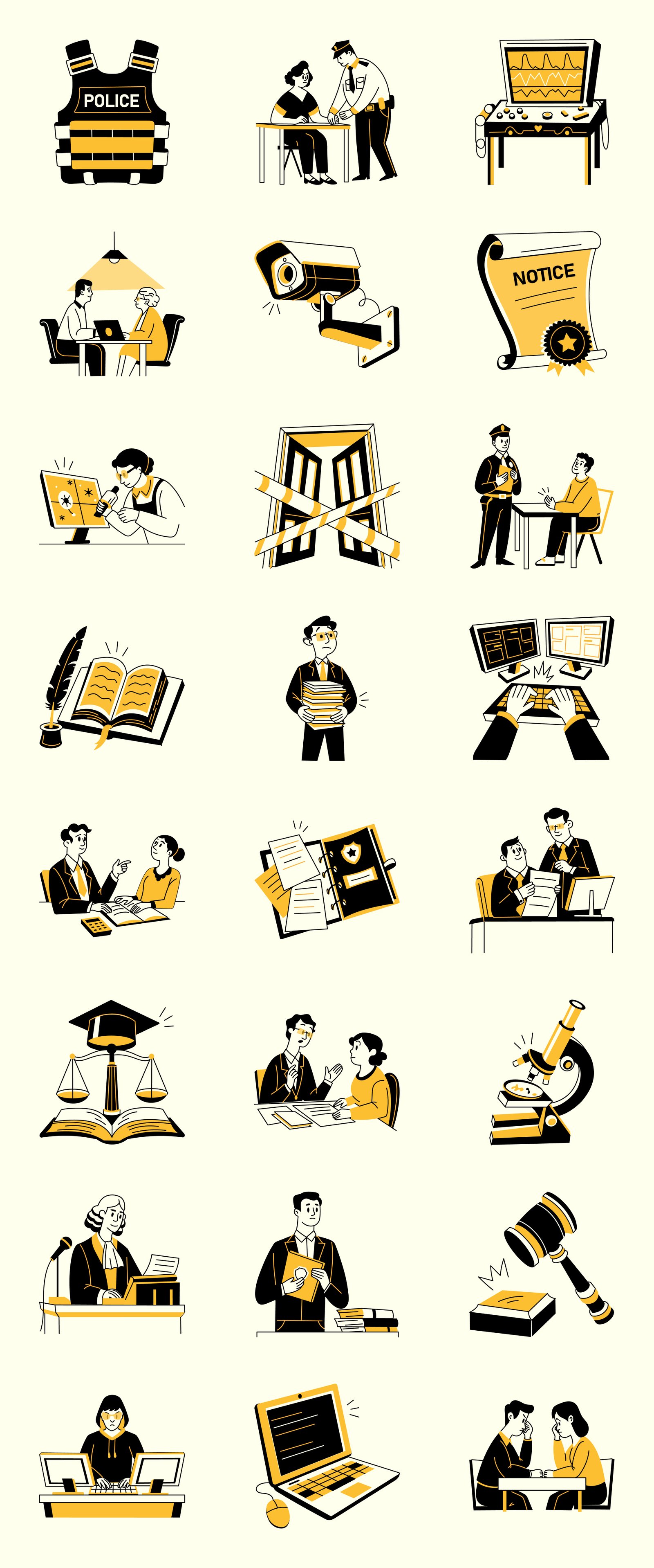 Law Drawing​​​ Illustration Set