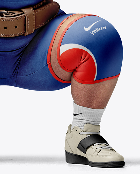 Woman Wearing Weightlifing Suit with Barbell Mockup