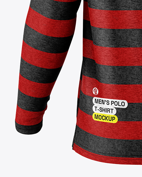 Men's Heather Raglan Long Sleeve Polo Shirt Mockup - Back View